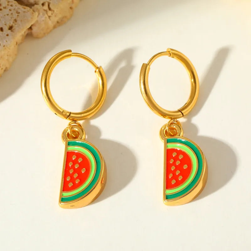 Anti Tarnish Watermelon Necklace & Earrings Set