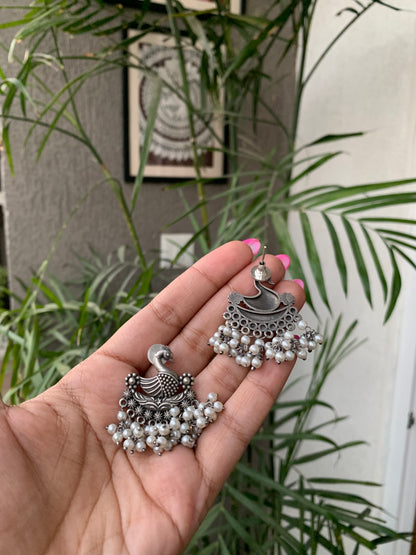 Peacock Pearl Drops Studs