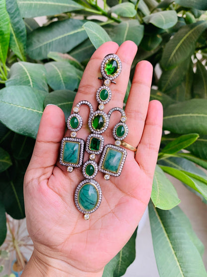 Emerald and Mint Green Statement Earring