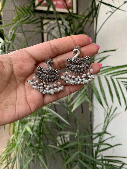Peacock Pearl Drops Studs