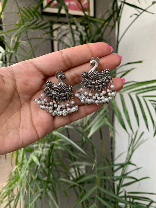 Peacock Pearl Drops Studs