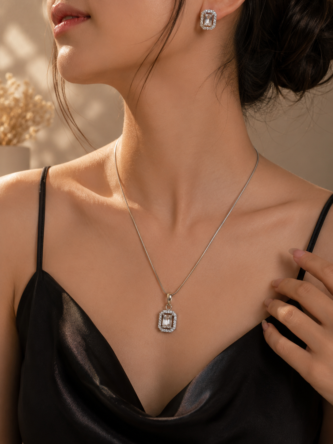 Crystal AD Necklace & Earrings Set
