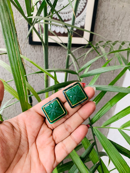 Leaf Carved Stud Earrings