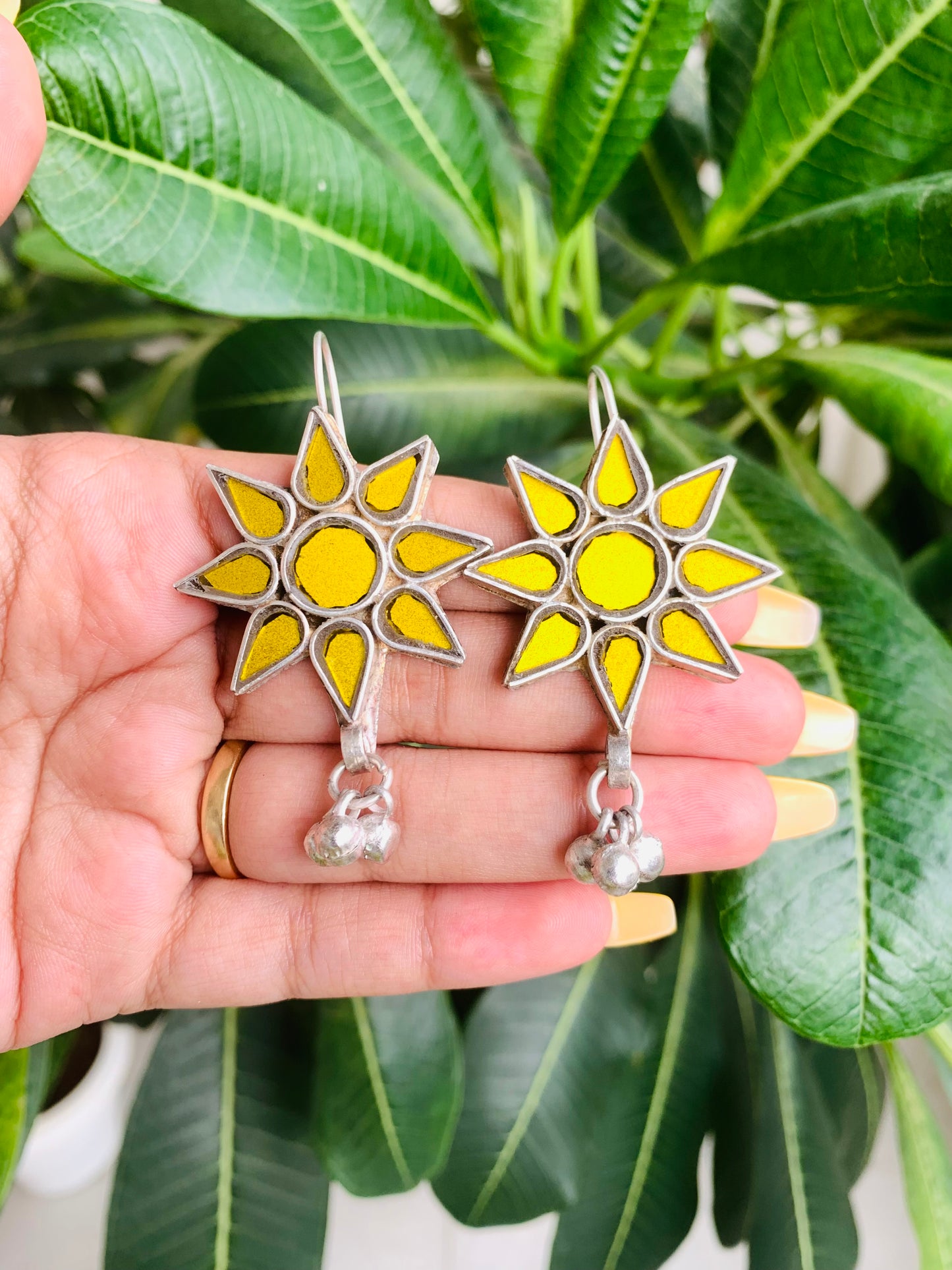 Flower Shaped Glass Earrings