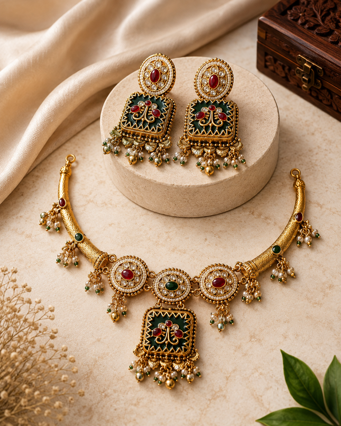 Royal Meenakari Pendant Choker Necklace Set