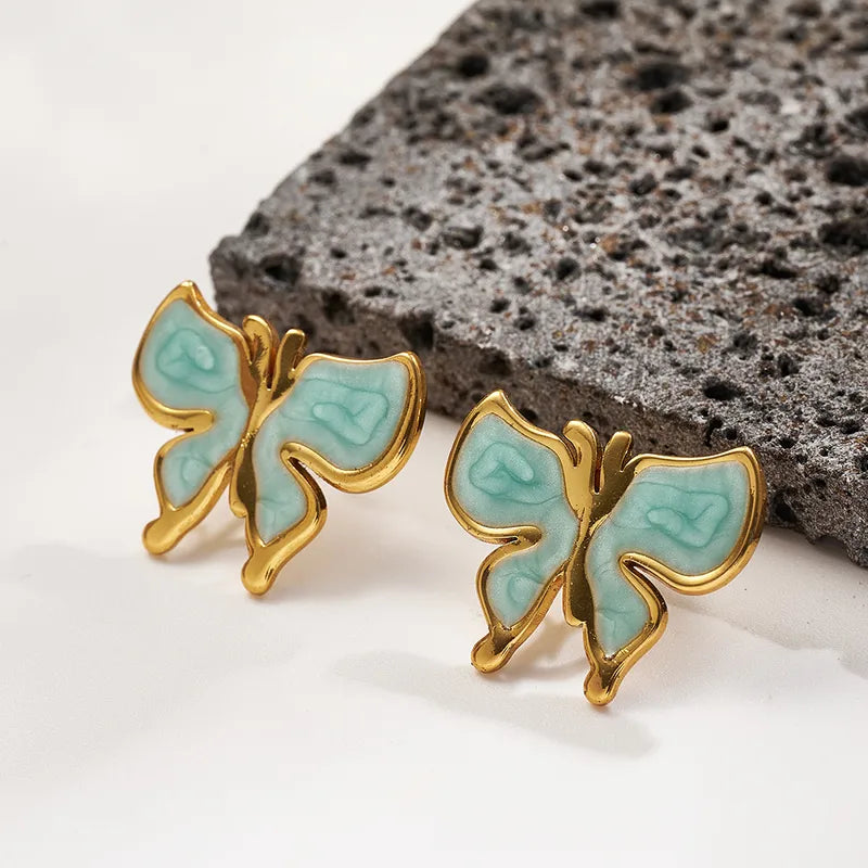 Mint Butterfly Stud Earrings