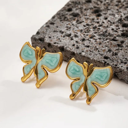 Mint Butterfly Stud Earrings