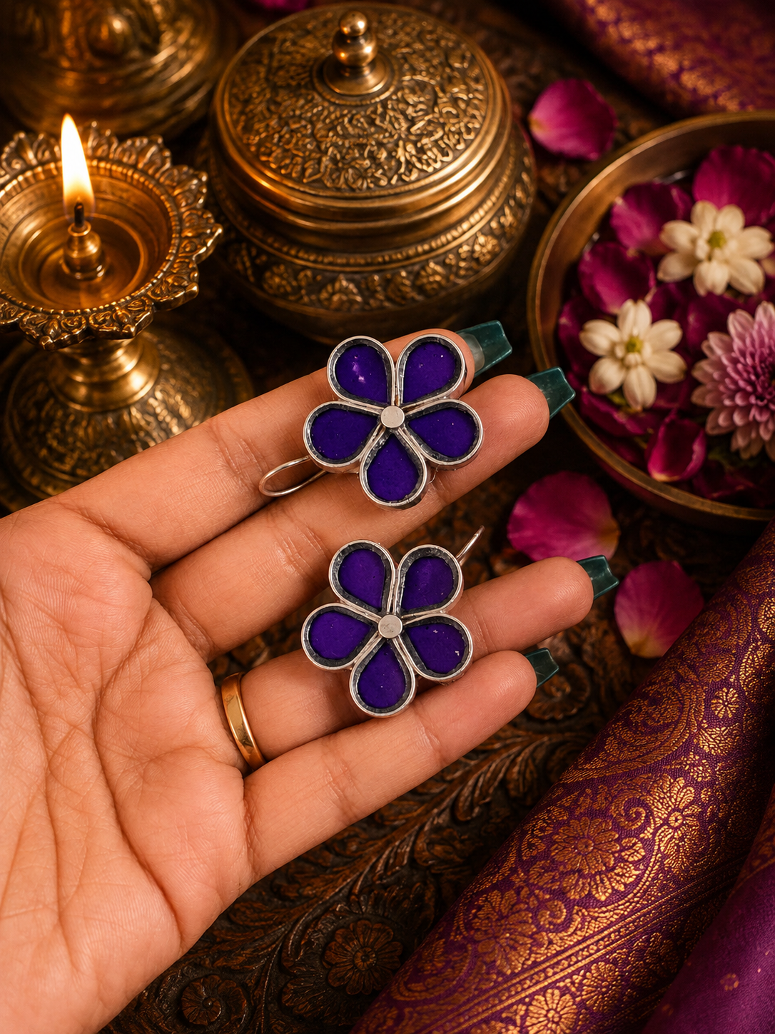 Small Flower Shaped Afghani Earrings