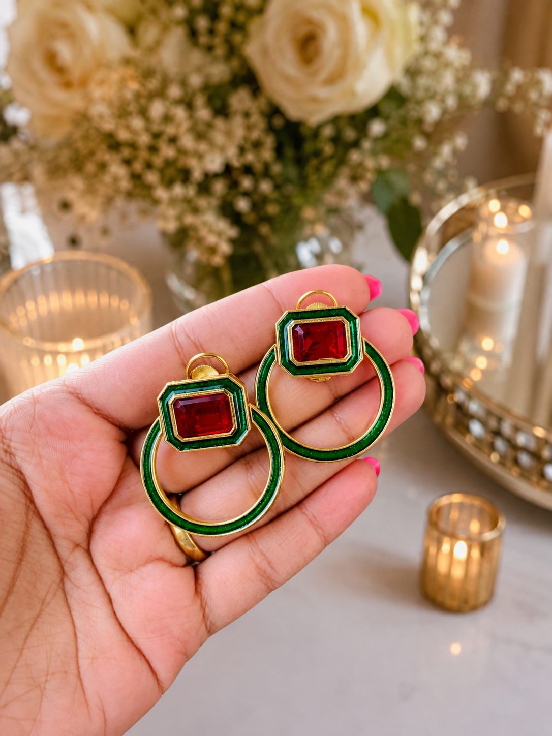 Big Stone Ring Earrings