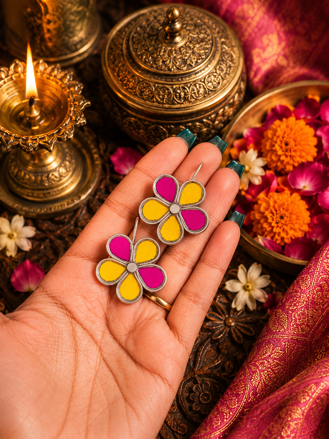 Small Flower Shaped Afghani Earrings