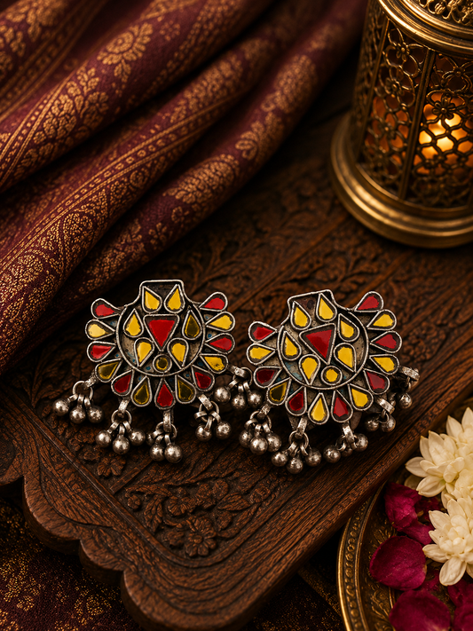 Big Red Afghani Glass Studs