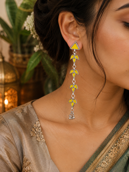 Four Layered Long Afghani Earrings