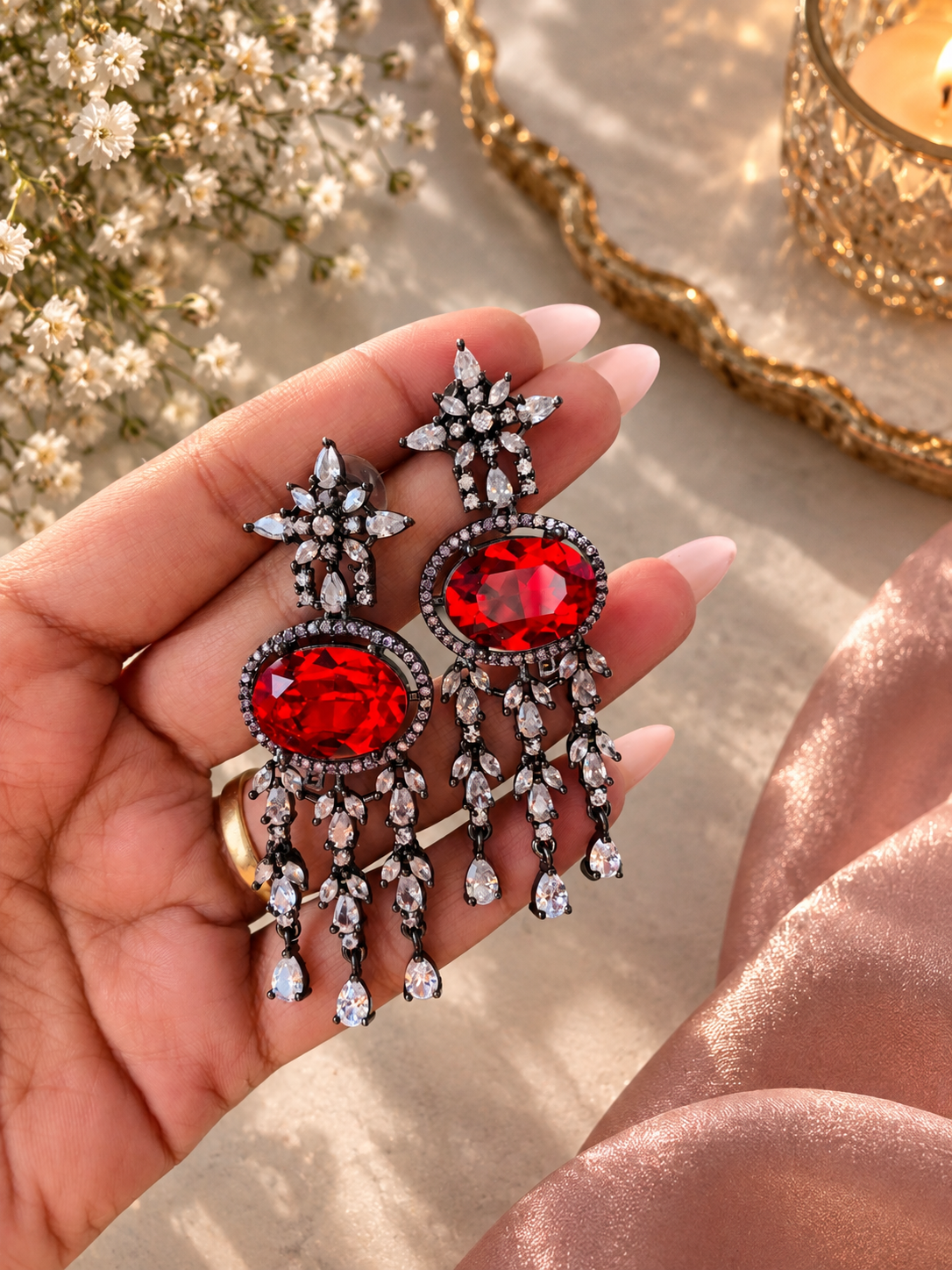 Victorian Polish Red Earrings