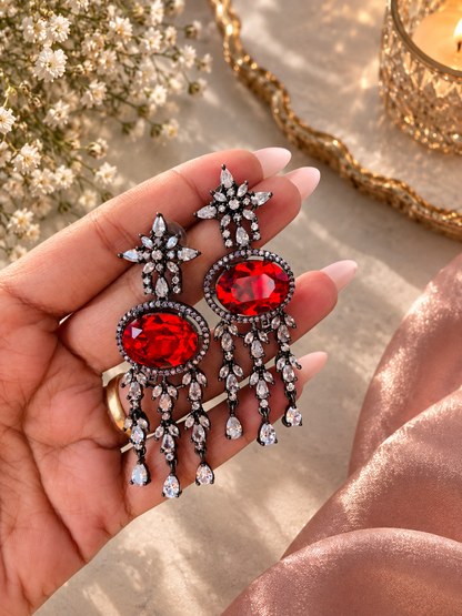 Victorian Polish Red Earrings
