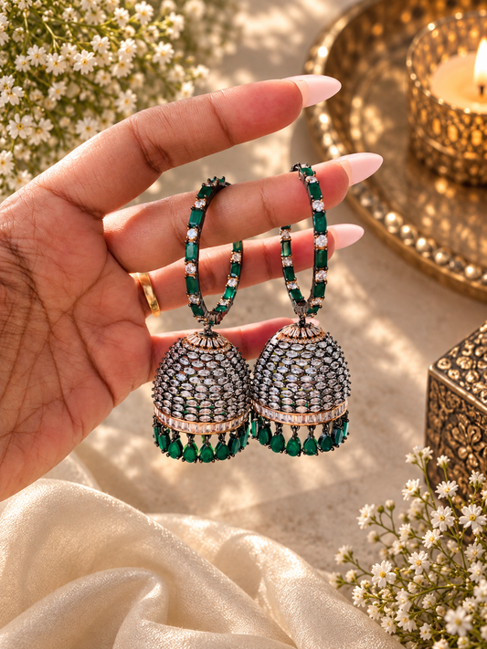 Emerald Green Big Baali Jhumka
