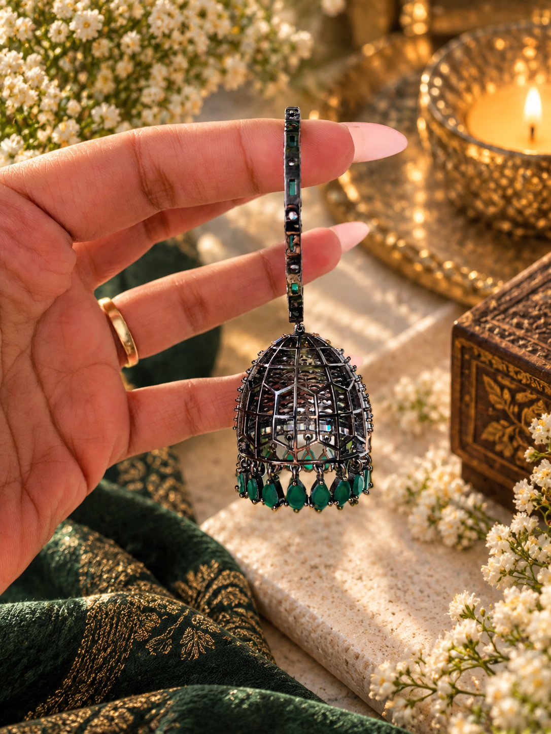 Emerald Green Big Baali Jhumka