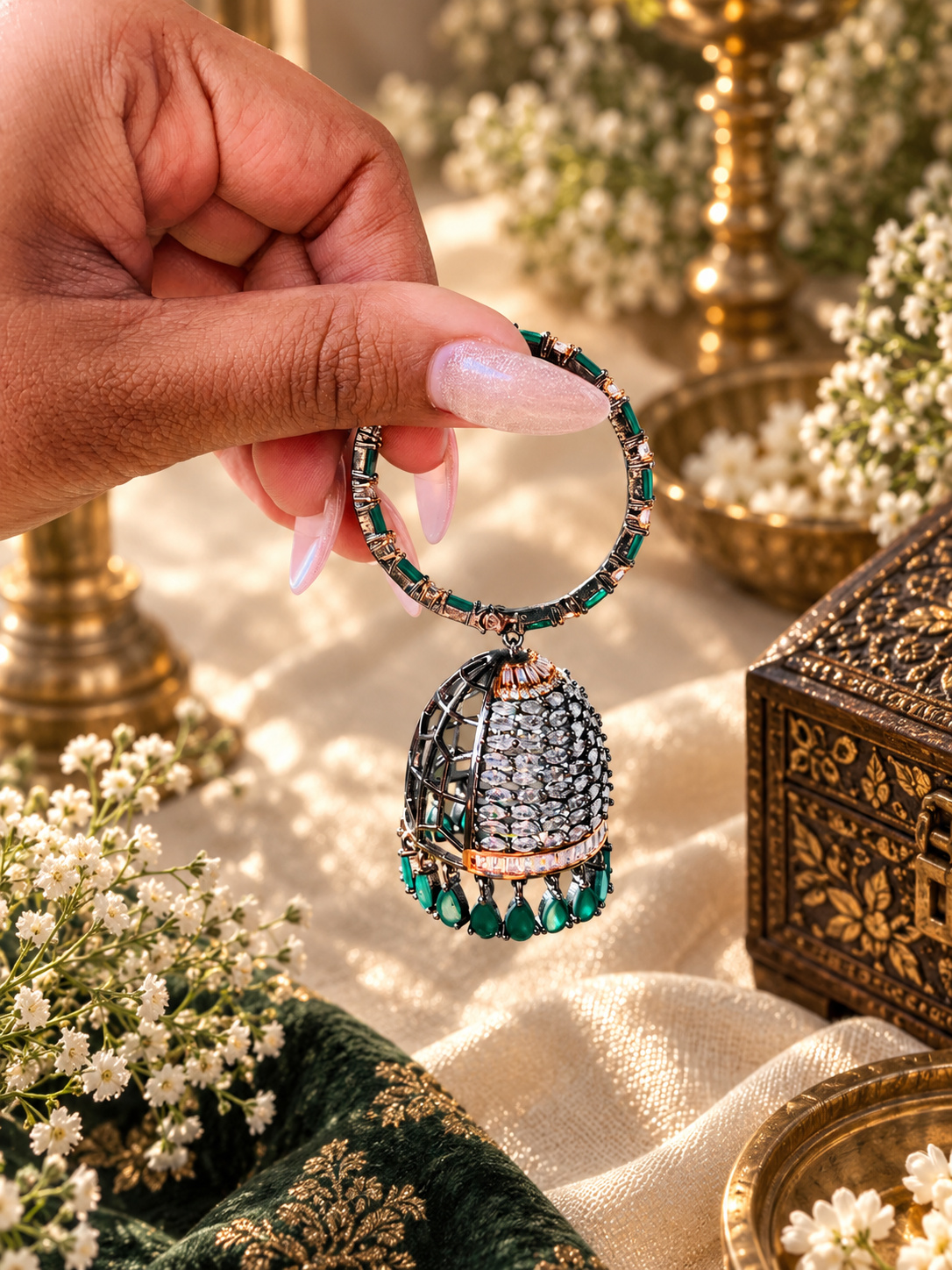 Emerald Green Big Baali Jhumka