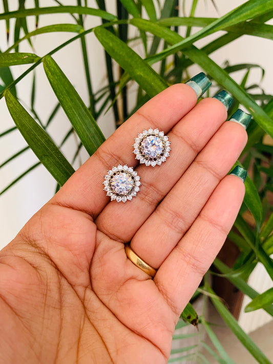 Big Solitaire Round Stud Earrings