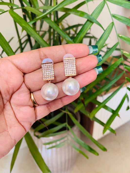 Big Pearl Drop Rose Gold Studs