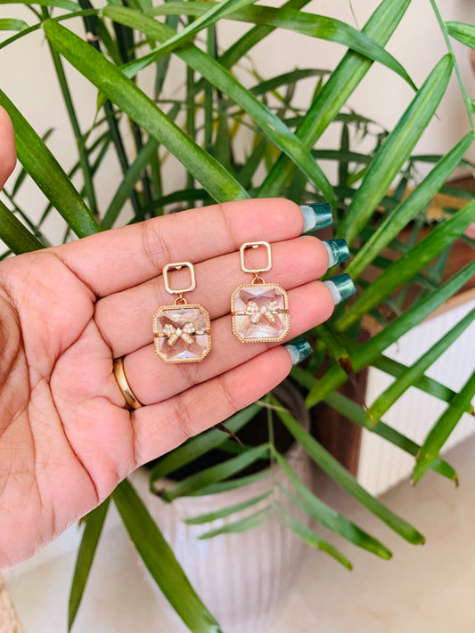 Bow Crystal Drop Earrings
