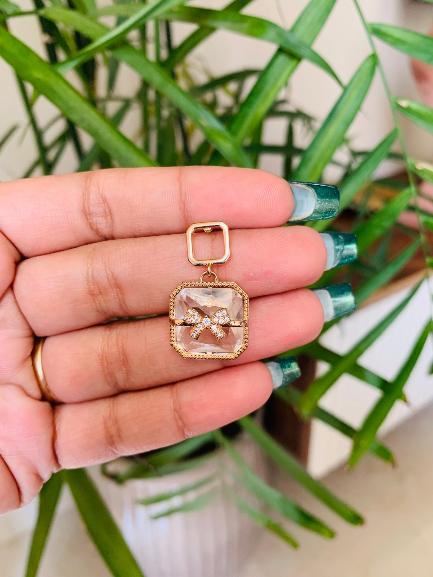 Bow Crystal Drop Earrings