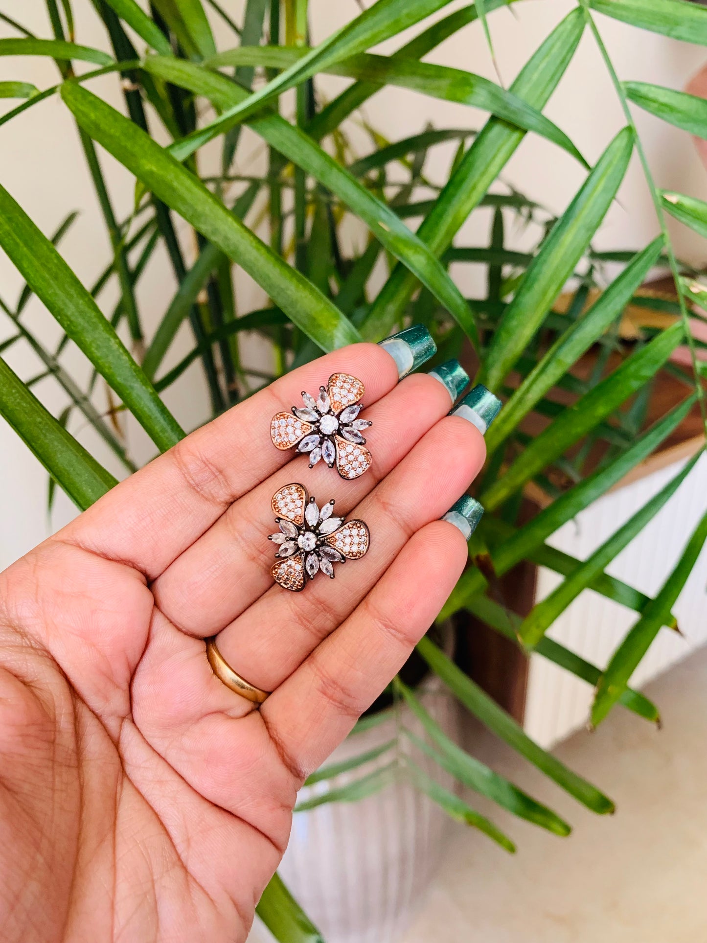 Victorian Rose Gold Flower Stud