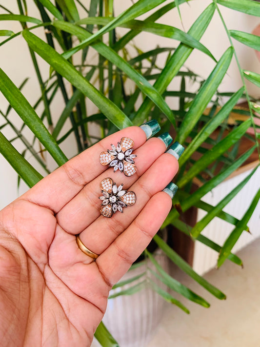 Victorian Rose Gold Flower Stud
