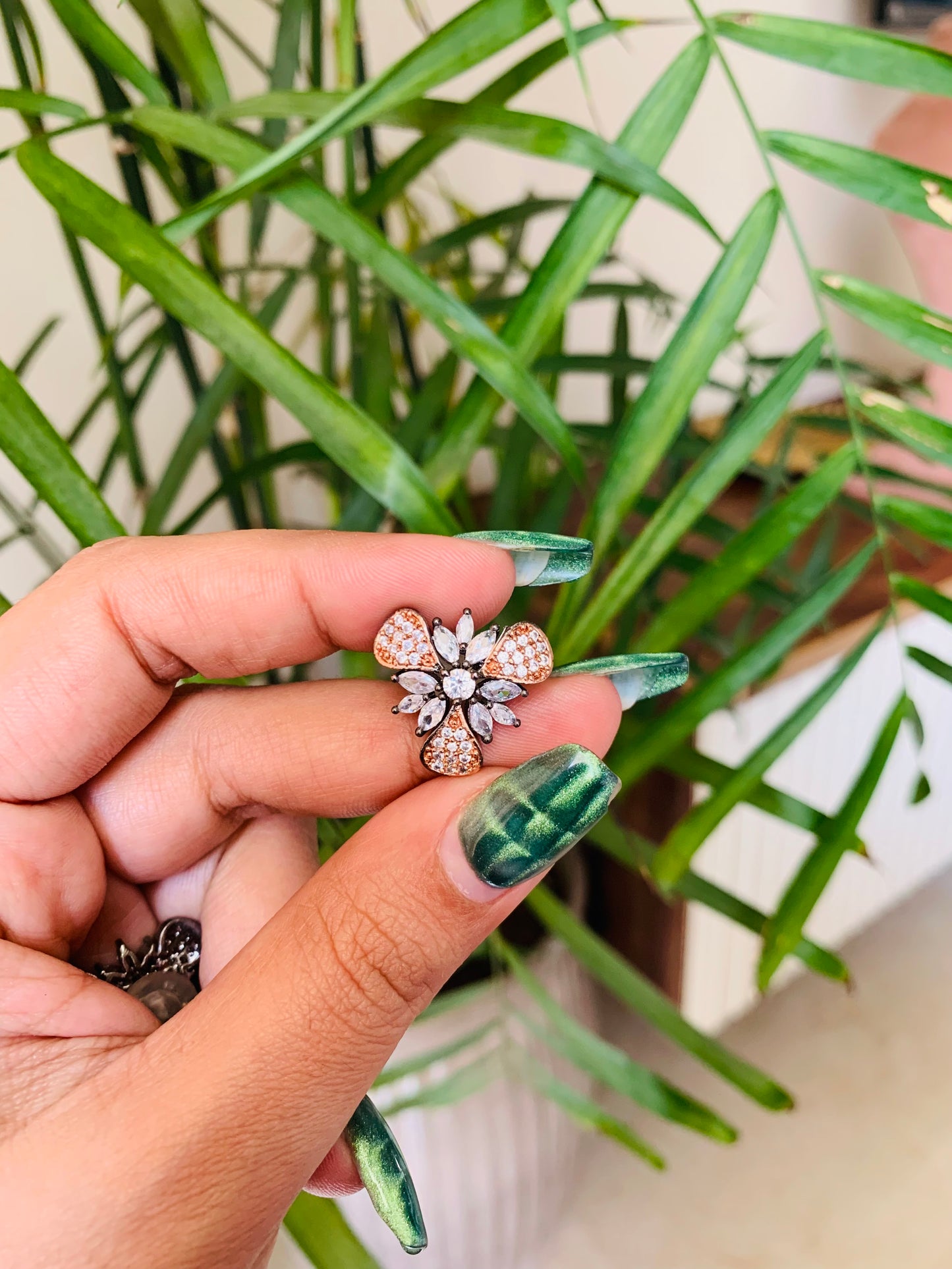 Victorian Rose Gold Flower Stud