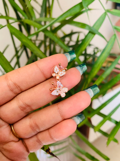 Double Butterfly Rose Gold Earrings