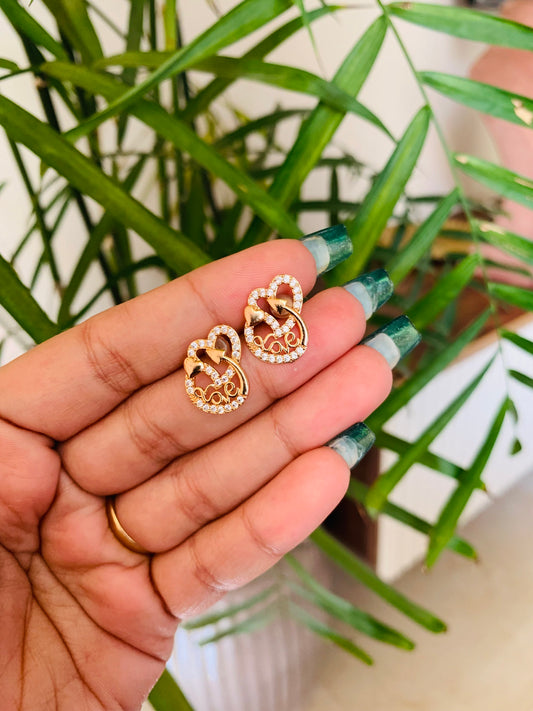 Trendy Golden Heart Stud Earrings