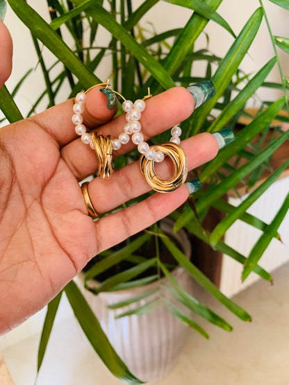 Pearl Baali Golden Drop Earrings