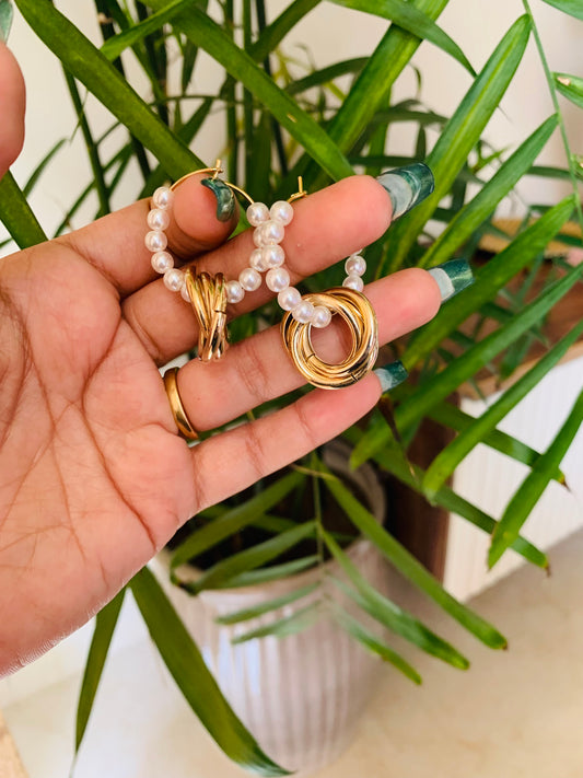 Pearl Baali Golden Drop Earrings
