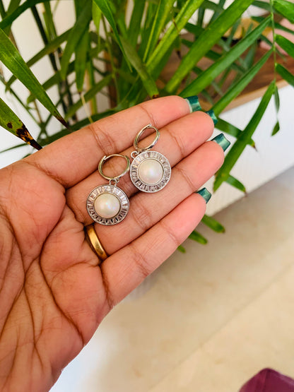 Pearl Round Drop Earrings