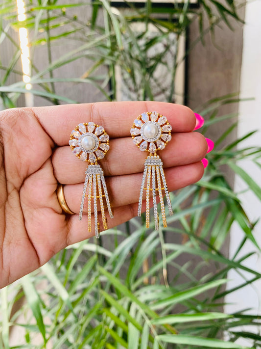 Golden Pearl Stud Elegant Drop Earrings