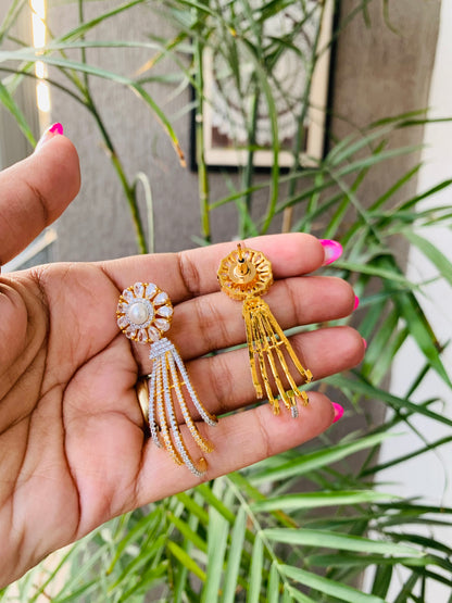 Golden Pearl Stud Elegant Drop Earrings