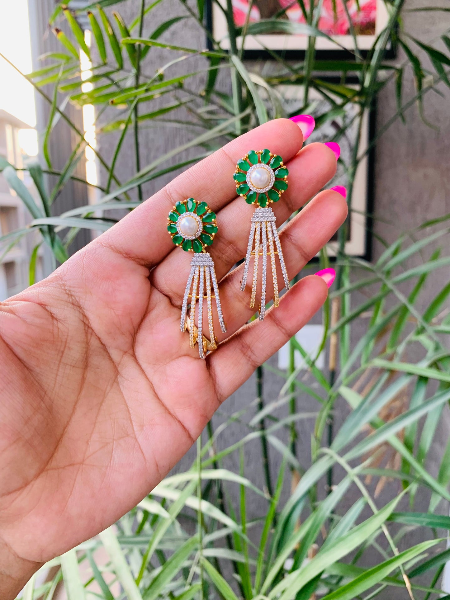 Golden Pearl Stud Elegant Drop Earrings