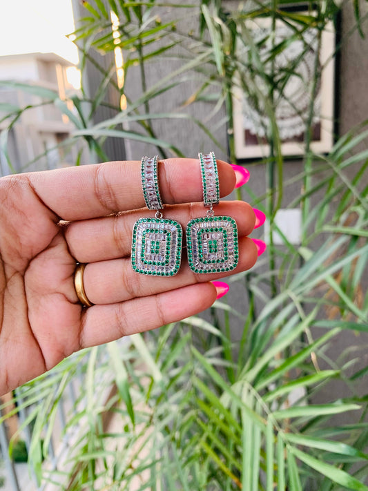 Baguette Rectangle Drop Earrings