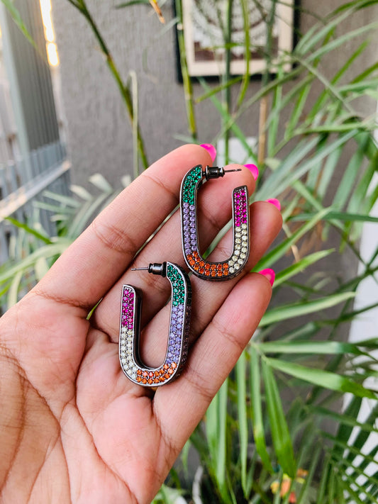 U Shaped Multicolor Earrings