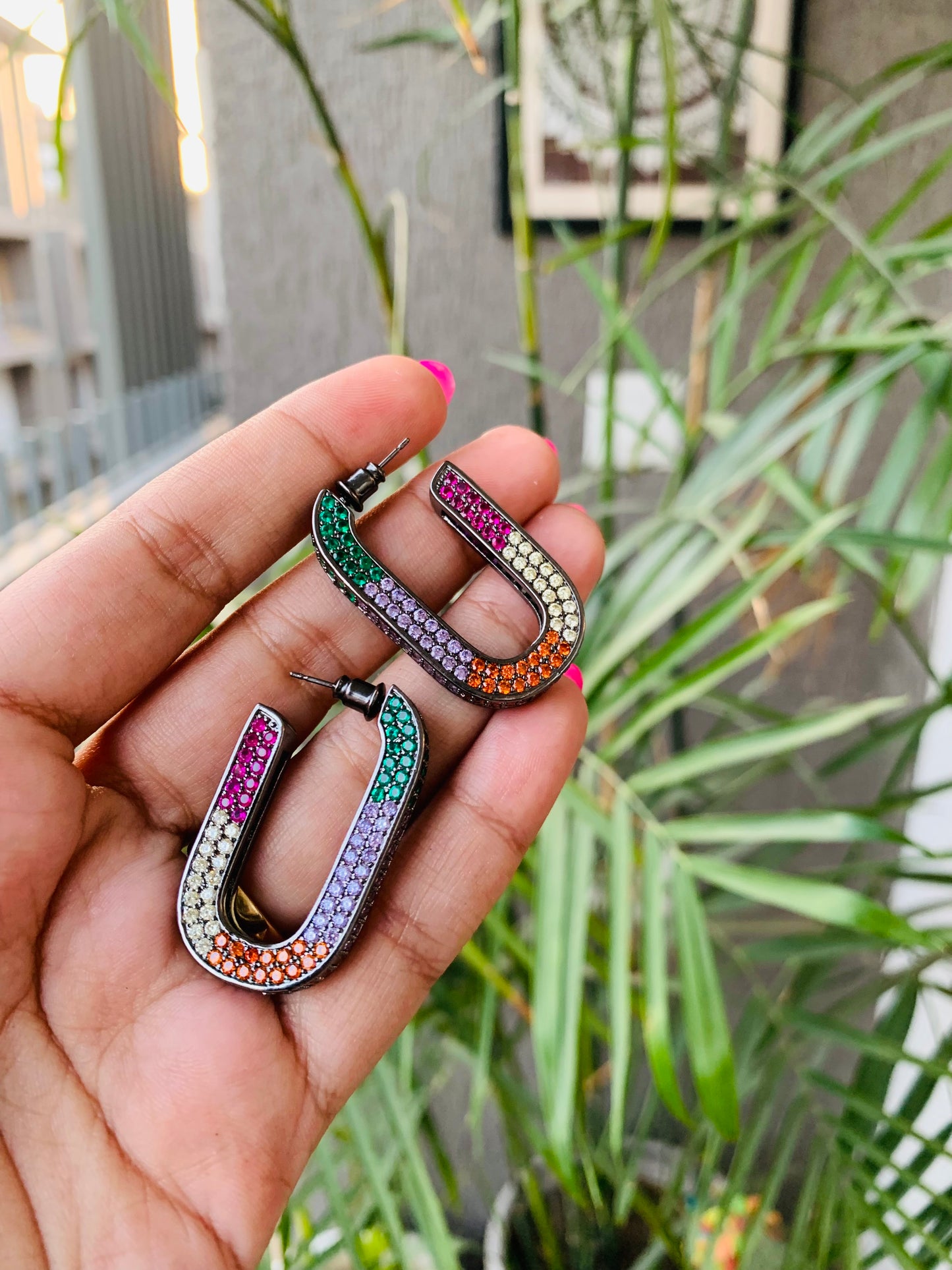 U Shaped Multicolor Earrings