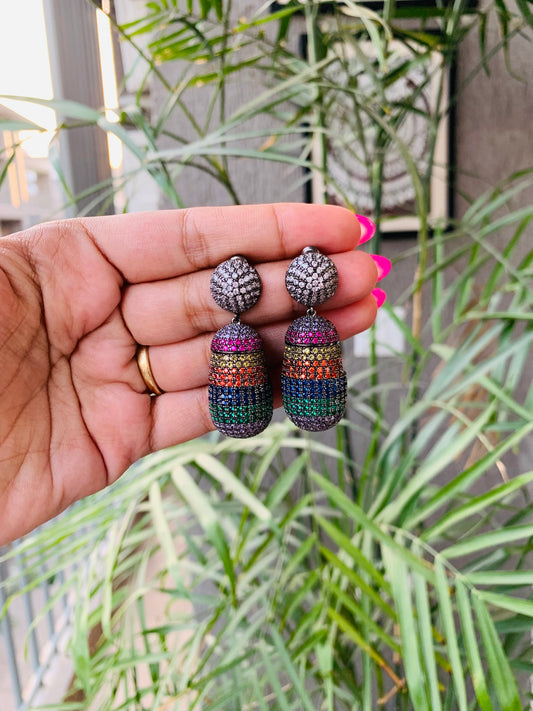 Multicolor Round Drop Studs