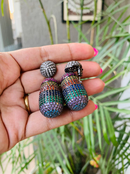 Multicolor Round Drop Studs