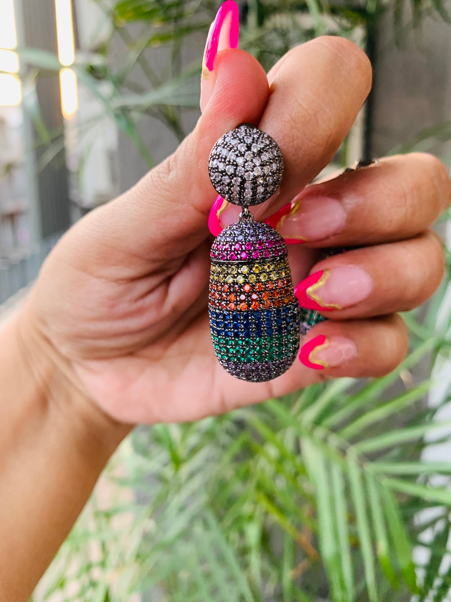 Multicolor Round Drop Studs