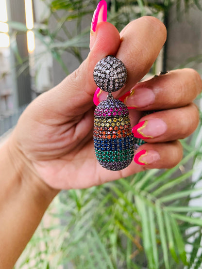 Multicolor Round Drop Studs