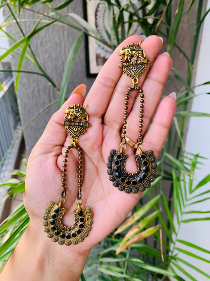 Elephant Stud Long Earrings