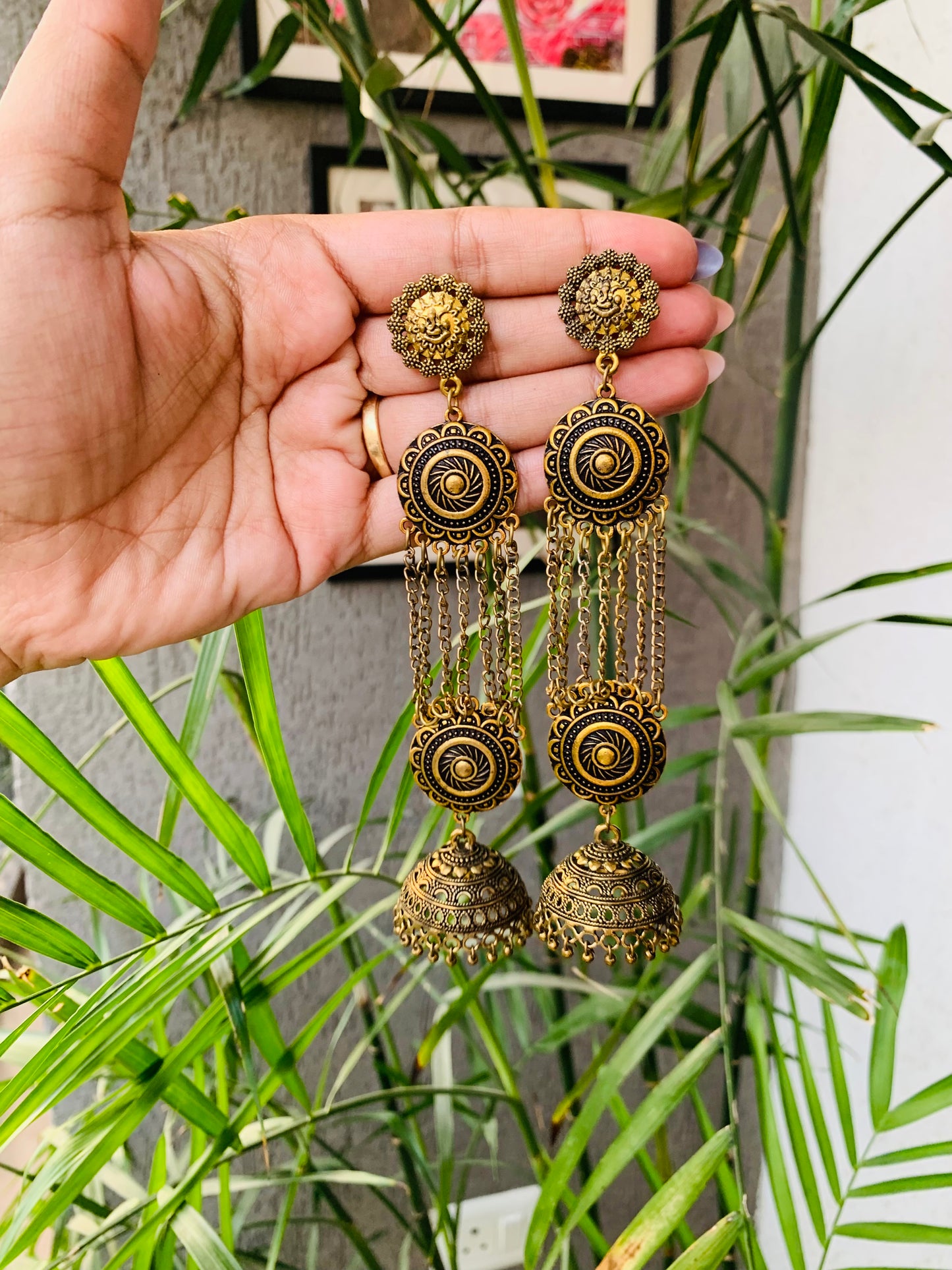 Golden Stud Long Jhumka