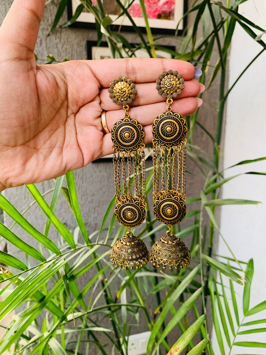 Golden Stud Long Jhumka