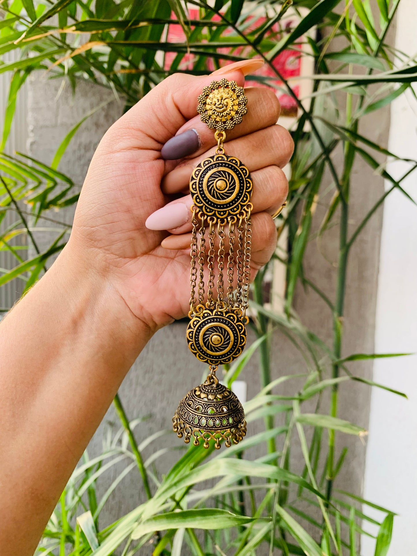 Golden Stud Long Jhumka