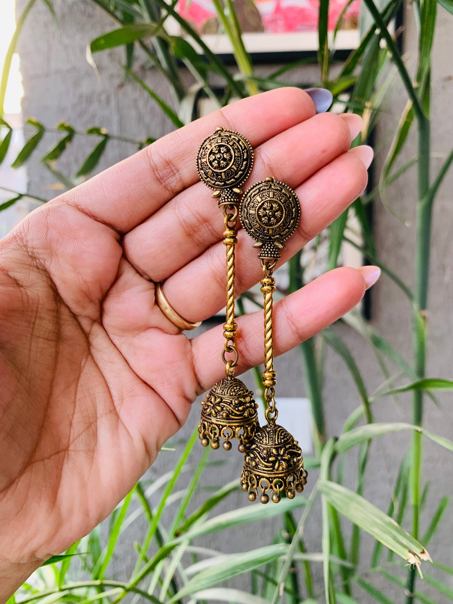 Golden Stud Long Jhumka