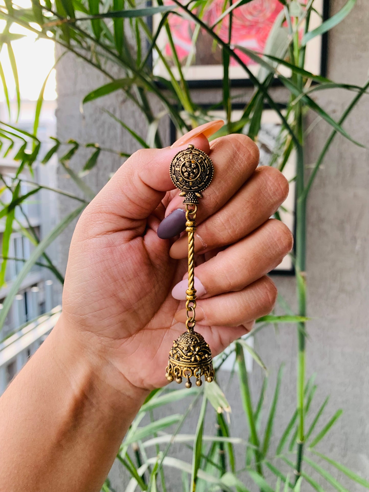 Golden Stud Long Jhumka