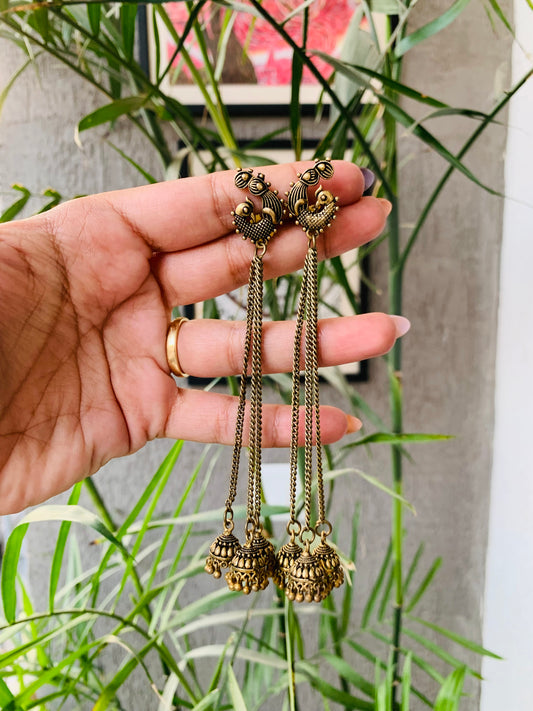 Peacock Triple Chain Jhumki